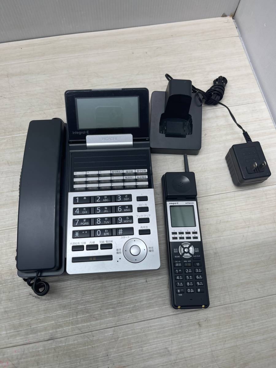 送料無料S79891 HITACHI 電話機 ET-18iE-SD B 2 子機付き 日立 integral-E 黒　ビジネスホン_画像1