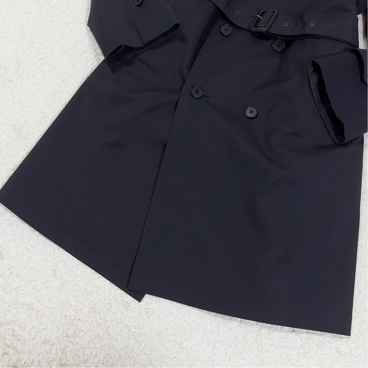 【極美品】NEWYORKER ニューヨーカー ダブルトレンチコート SOLOTEX ベルト・ライナー付 紺 ネイビー Lサイズ