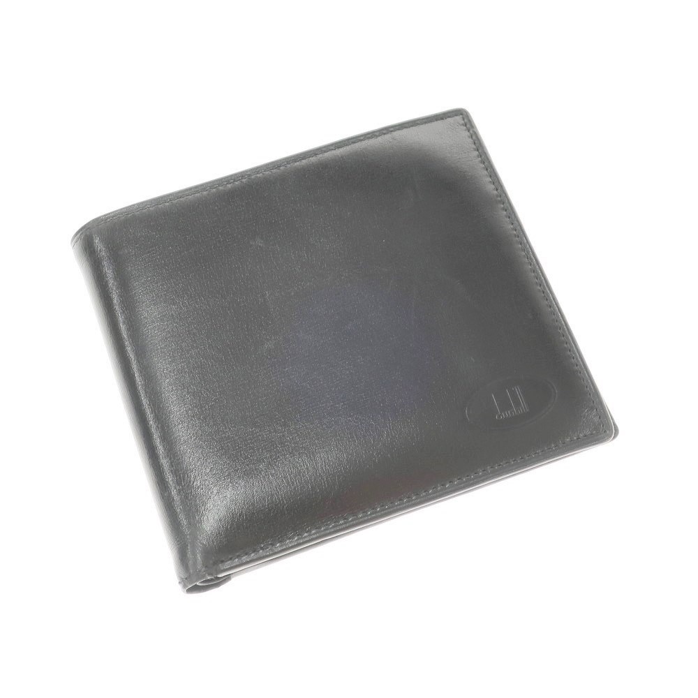 【中古】ダンヒル Dunhill レザー 二つ折り財布 ブラック CPD