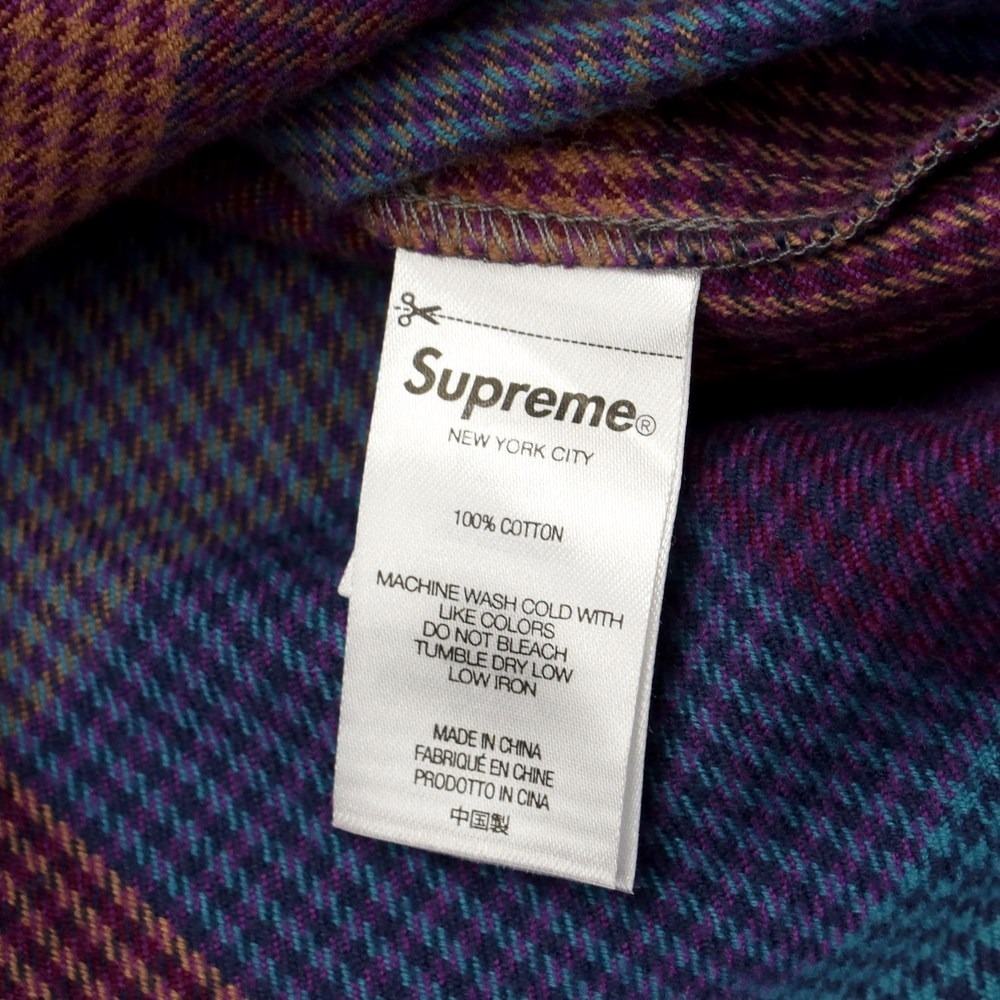 【中古】シュプリーム Supreme 2021年秋冬 Plaid Flannel Shirt チェック ネルシャツ パープル系xマルチカラー【サイズXL】[APD]_画像8