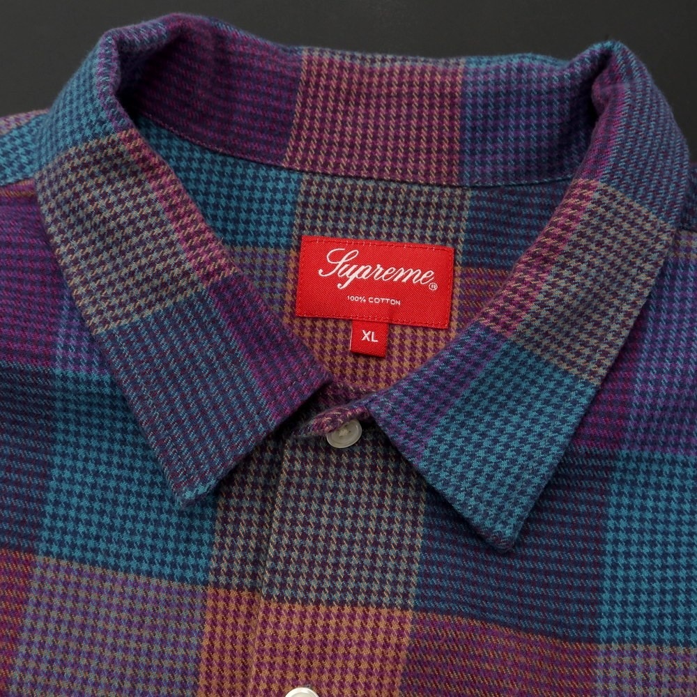 【中古】シュプリーム Supreme 2021年秋冬 Plaid Flannel Shirt チェック ネルシャツ パープル系xマルチカラー【サイズXL】[APD]_画像4