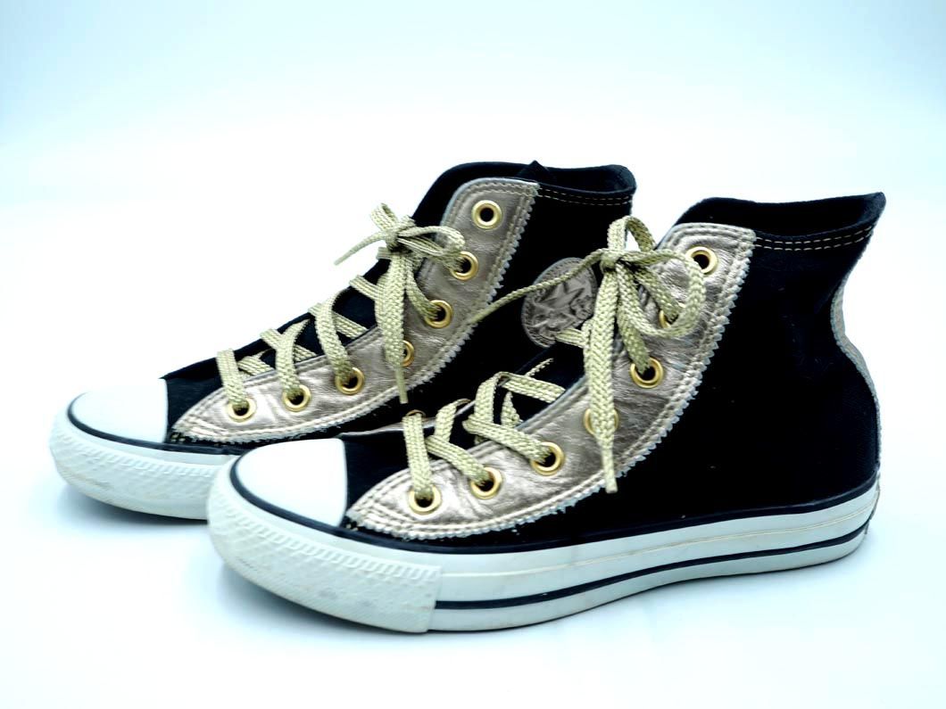 CONVERSE コンバース 1B482 オールスター レザー コンビ ハイカット スニーカー size23/黒ｘゴールド ■■ ☆ dja9 レディース_画像2