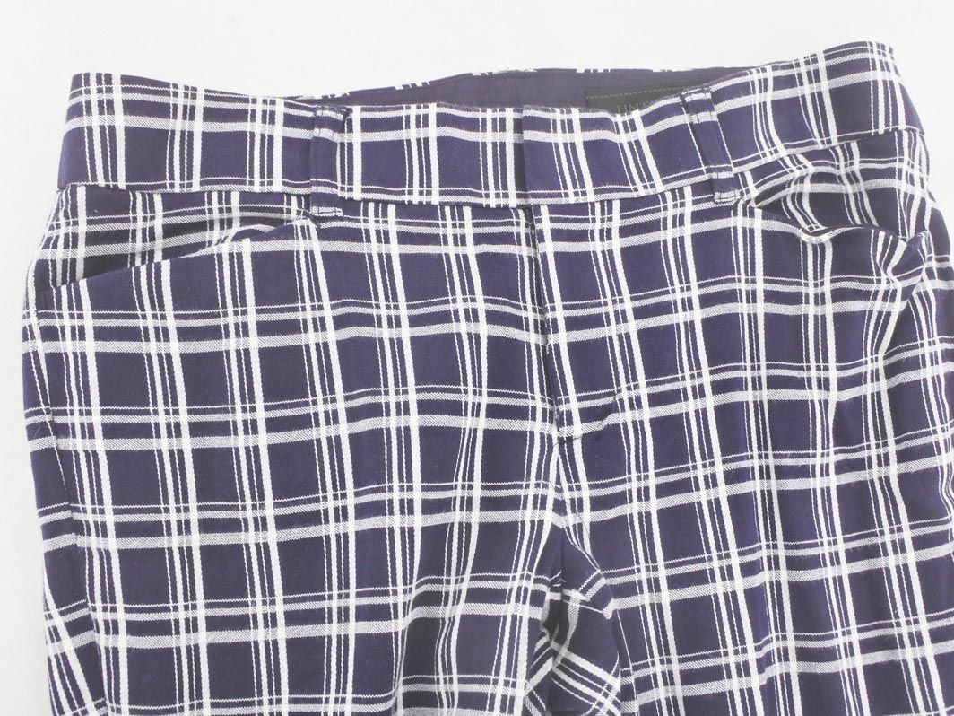  Untitled check tapered pants size2/ navy blue *# * djb1 lady's 