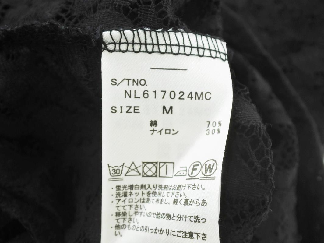 ネコポスOK ローリーズファーム 総レース ブラウス シャツ sizeM/黒 ■◆ ☆ djb8 レディース_画像5