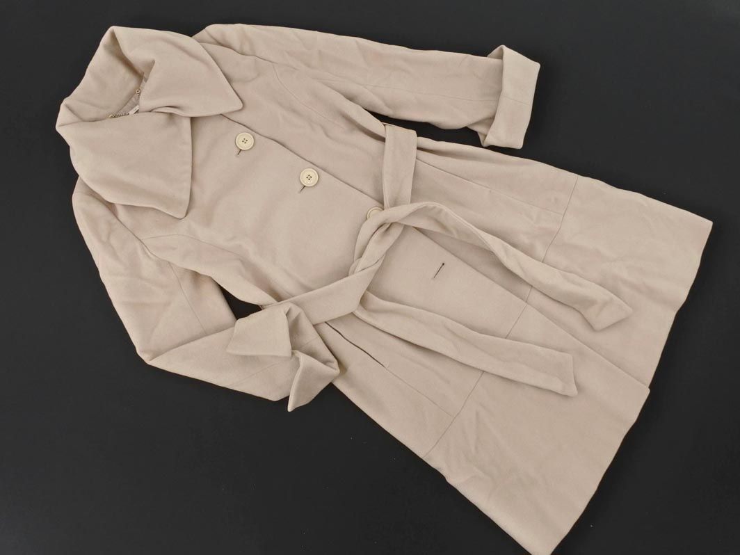 iCB I si- Be wool 100% Bick color long coat size4/ beige *# * djc7 lady's 