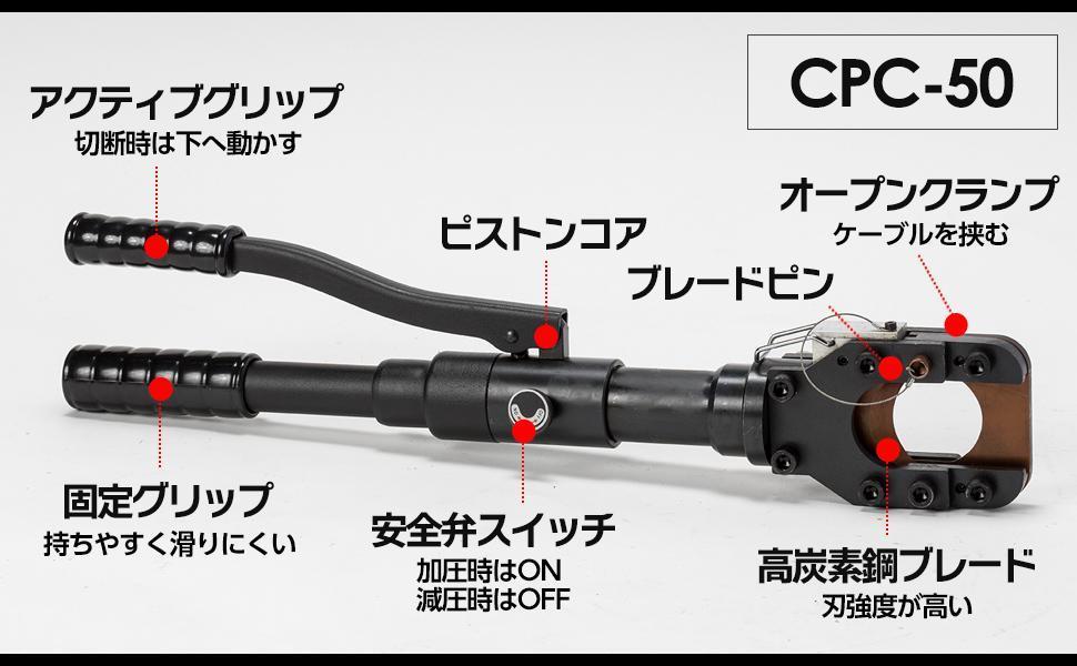 新品】油圧ケーブルカッター Φ50mm 出力6トン アルミケーブル 銅 新品】油圧ケーブルカッター Φ50mm 出力6トン アルミケーブル 銅