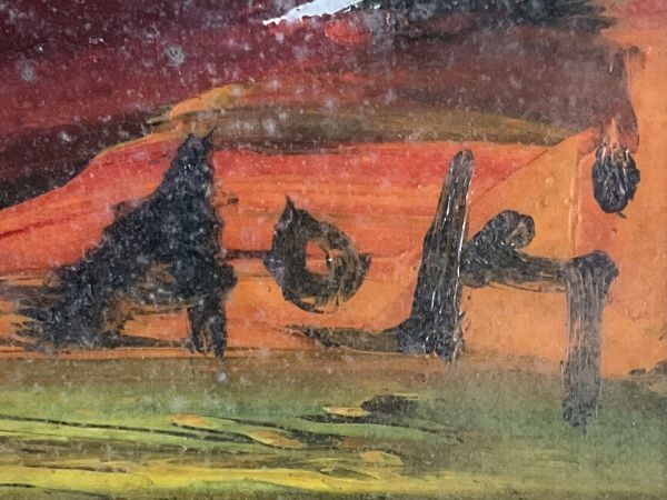 真作■油彩■青木茂■田園風景■独特なタッチで描かれた逸品■1969年■額付絵画　1ｄ_画像3