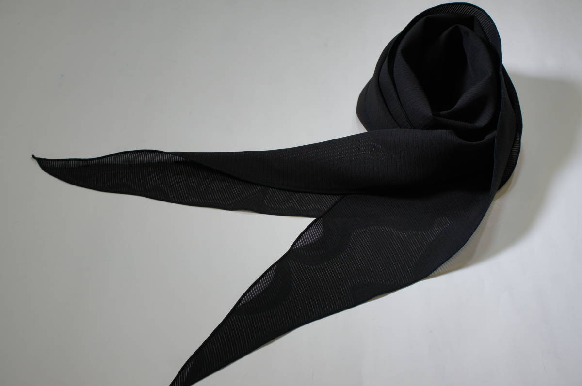 【加寿利】日本（京都）の黒 絽シルクストール　220cm×35cm　japan black 　着物リメイク　№551_画像2