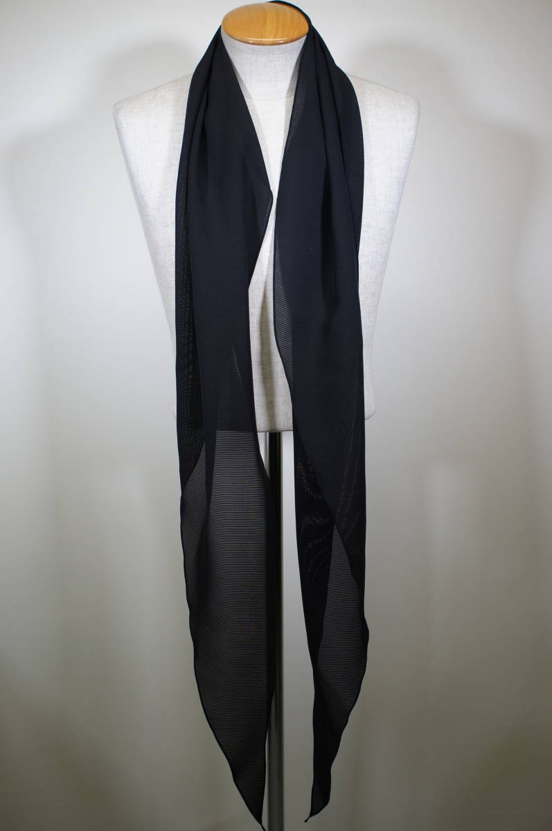【加寿利】日本（京都）の黒 絽シルクストール　220cm×35cm　japan black 　着物リメイク　№551_画像1