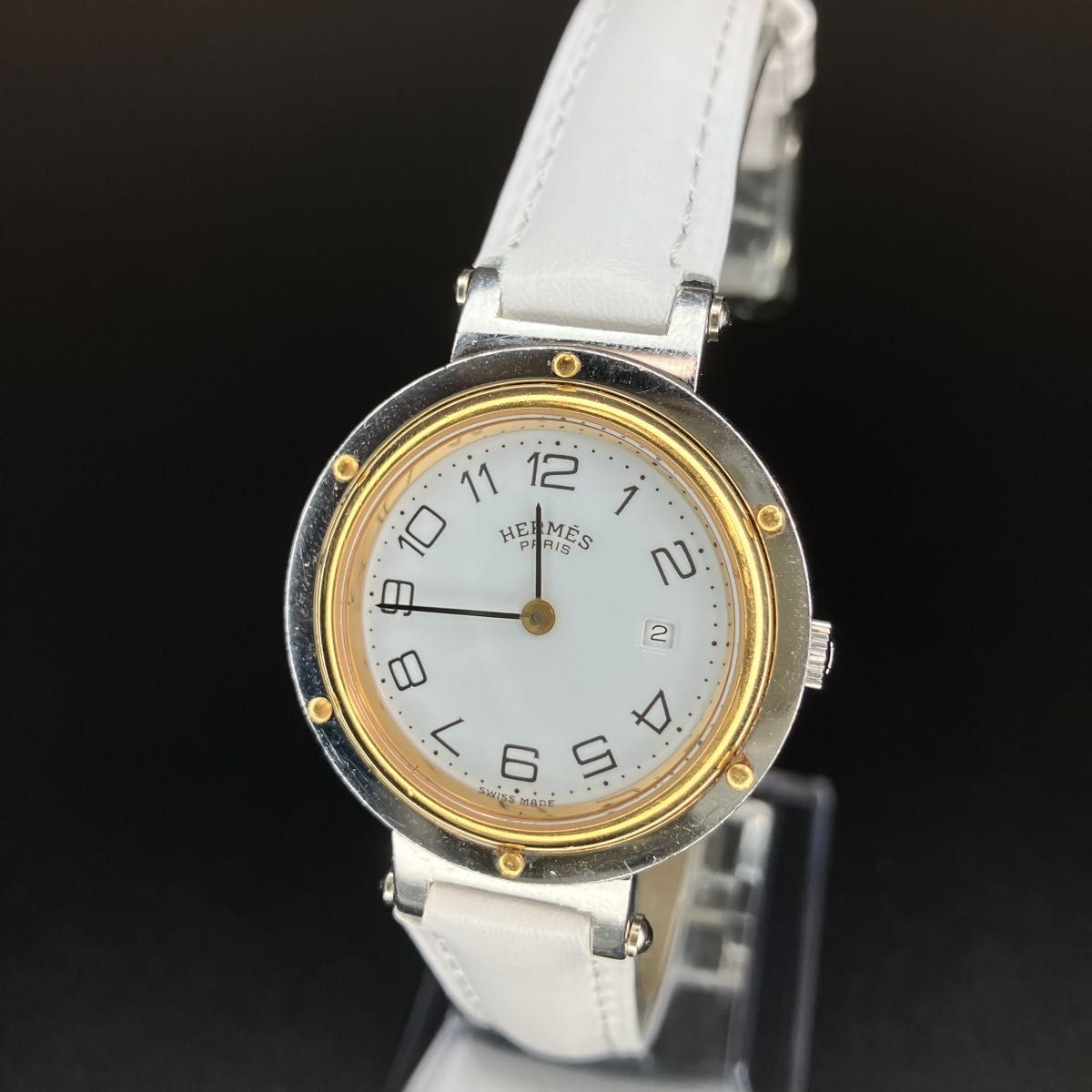 【良品 正規品】エルメス 腕時計 クリッパー ゴールドコンビ ユニセックス 可動 メンズ レディース Hウォッチ 2309He14