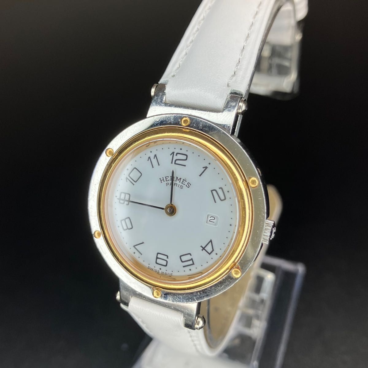 【良品 正規品】エルメス 腕時計 クリッパー ゴールドコンビ ユニセックス 可動 メンズ レディース Hウォッチ 2309He14
