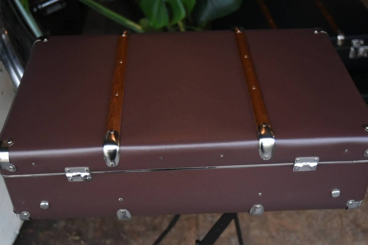 5657 55cm L dark brown [KAZETO company ] trunk case 90 year. history Czech. bag new goods Vintage bag antique travel suitcase 