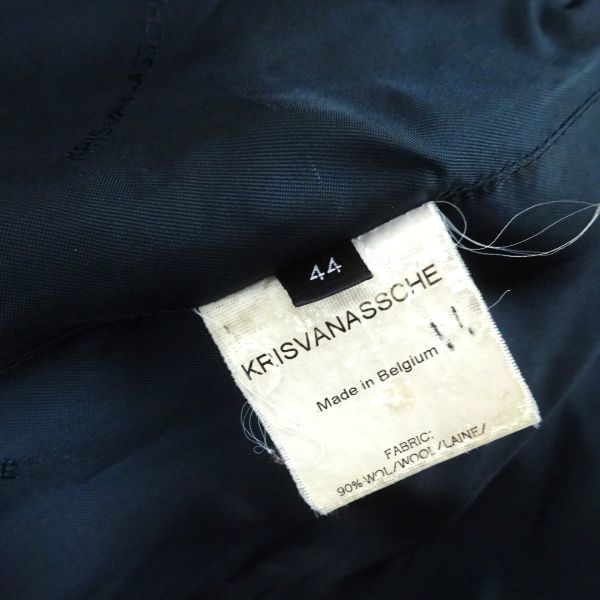◆ベルギー製 KRIS VAN ASSCHE クリスヴァンアッシュ ロングコート コート ウールコート 黒 ブラック サイズ44_画像5