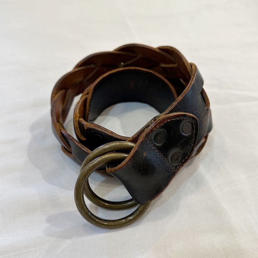 RRL Double RL RING BRAIDED LEATHER BELT ダブルアールエル ダブル リング 編み込み メッシュ レザー ベルト  W30 イタリア製 ラルフ