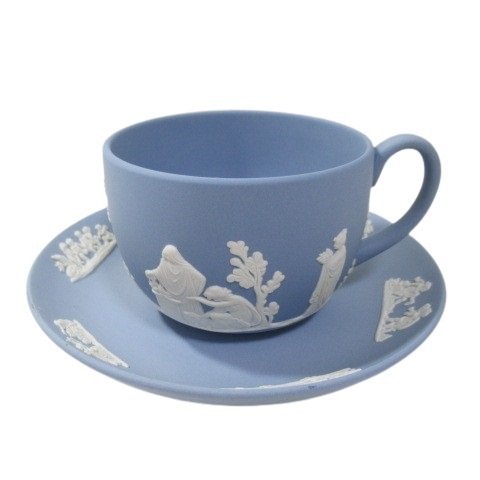 Y10◆【美品】ウェッジウッド カップ & ソーサー ジャスパー ペールブルー ティーカップ コーヒーカップ Jasper WEDGWOOD_画像1