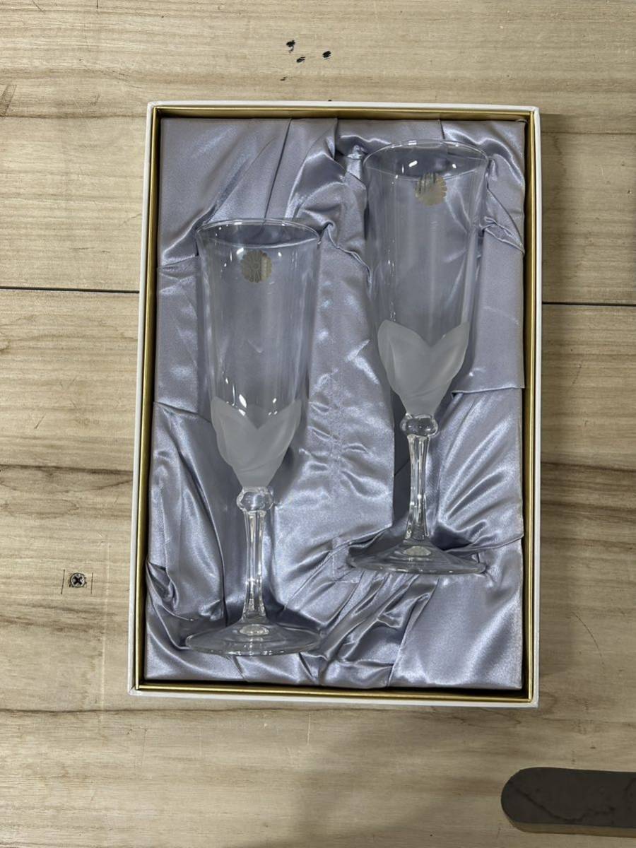 菊紋入り　カメイグラス　KAMEI GLASS Cristal　ペア　シャンパングラス_画像2