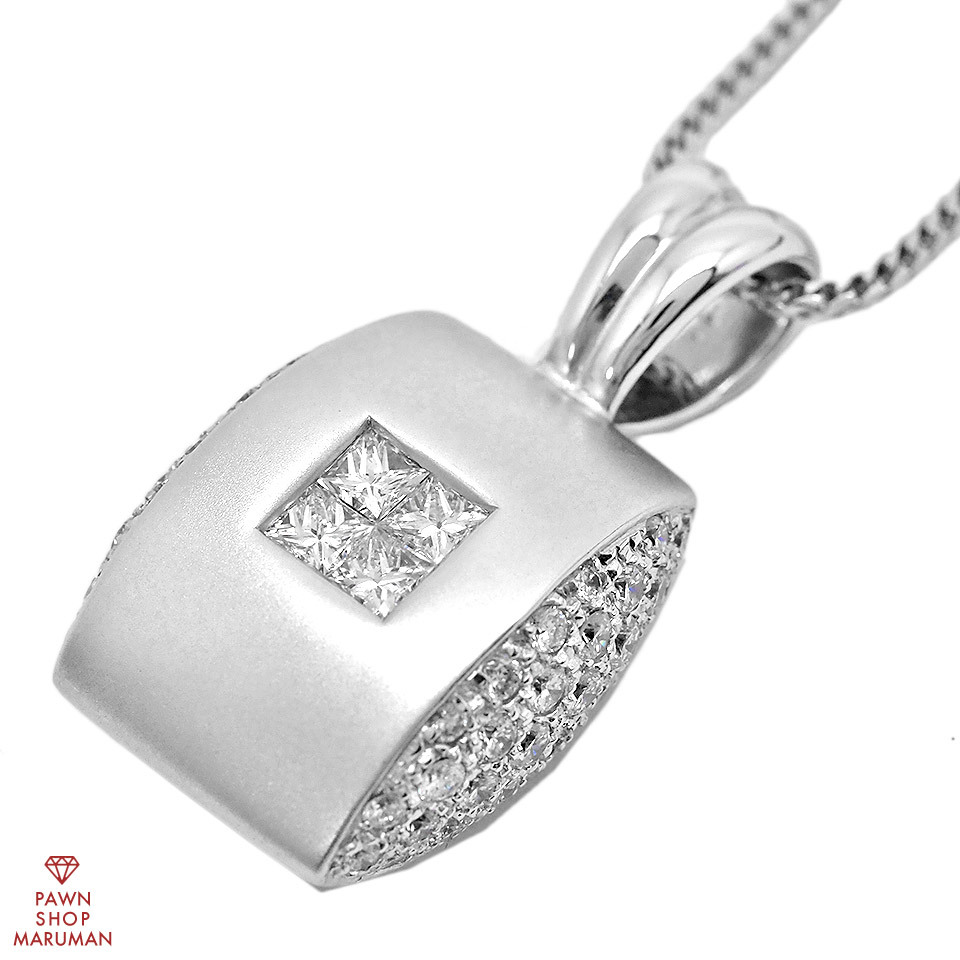 ノーブランド 750WG ダイヤモンドネックレス 0.56ct 1.16ct ホワイト