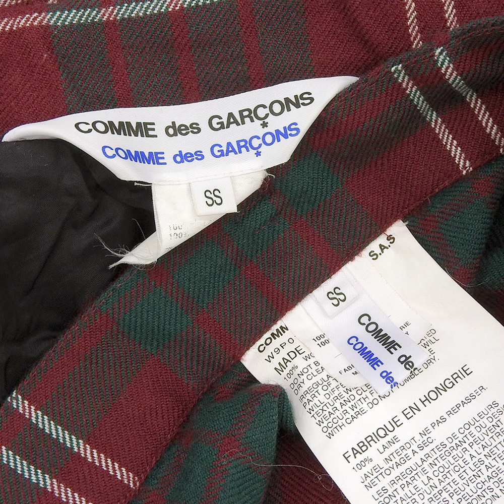  прекрасный товар com com Comme des Garcons Y2K tartan проверка шерсть .. деформация шаровары выставить костюм SS мужской женский OK