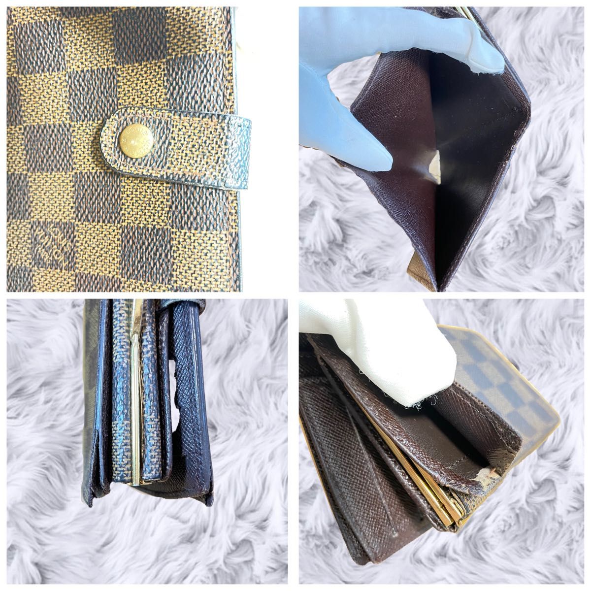【1点限定/LOUIS VUITTON】ルイヴィトン ダミエ 折財布(ボタン)