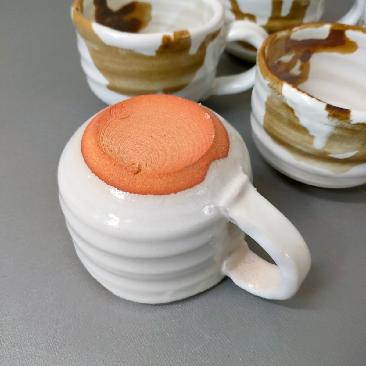 Za62)萩焼　コーヒーカップ 　珈琲器　５客　未使用_画像5