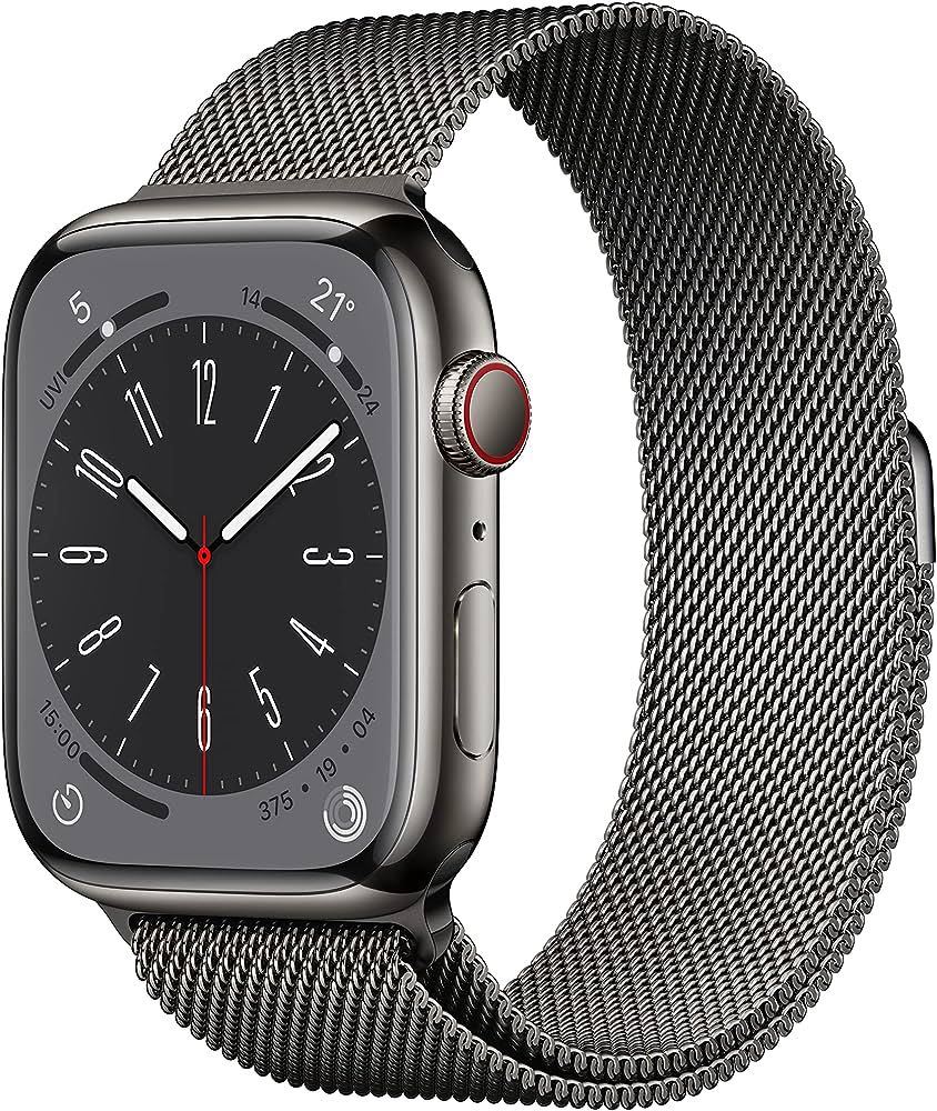 Apple Watch Series 8 GPS + Cellularモデル、45mmケース グラファイトステンレススチールケースとグラファイトミラネーゼループ_画像1