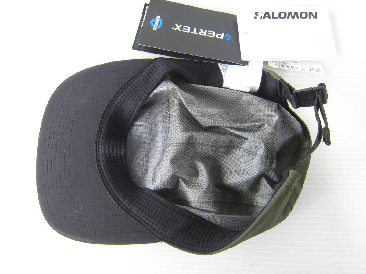 新品◆サロモンsalomon 軽量 キャップ 透湿防水 撥水 PERTEX フリー 帽子 オリーブ＆黒 ランニング ジョギング マラソン ゴルフ / バイザー_画像6