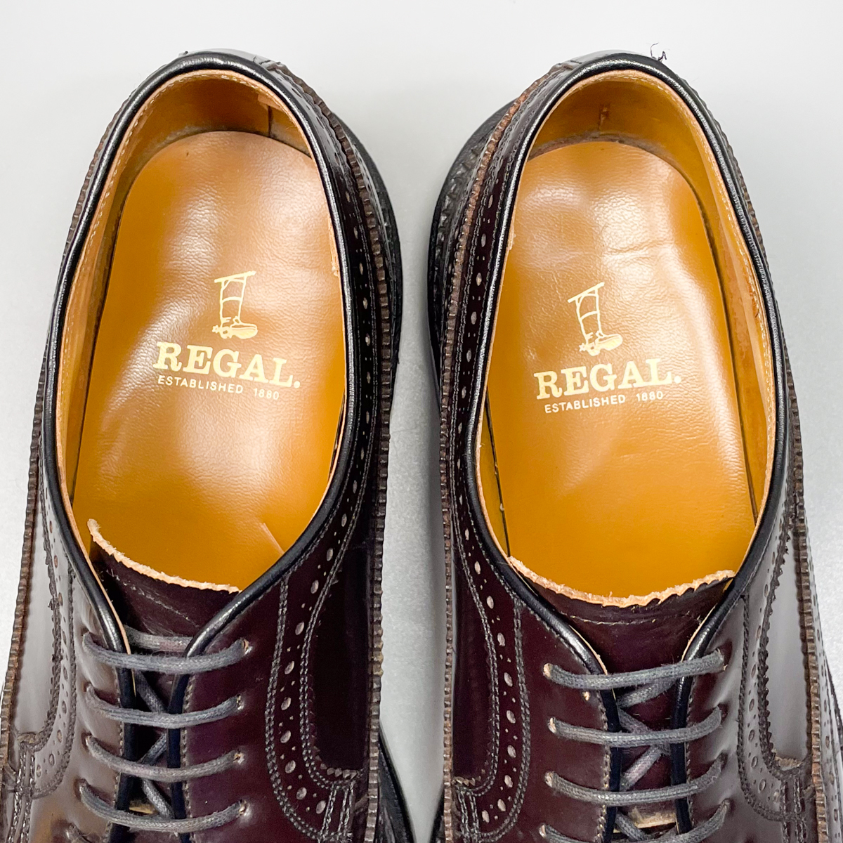 即決 REGAL リーガル ウイングチップ ダークブラウン 焦げ茶色 メンズ 本革 レザー 革靴 27cm ビジネスシューズ フォーマル 紳士靴 E1766_画像9
