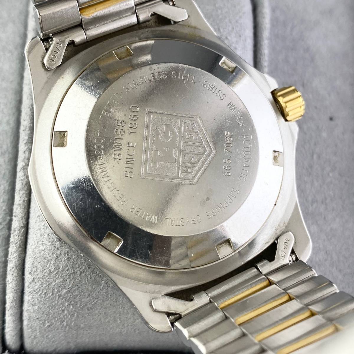 【1円〜】TAG HEUER タグ ホイヤー 腕時計 メンズ AT 自動巻 665.706F アイボリー文字盤 ゴールド プロフェッショナル デイト 可動品_画像6