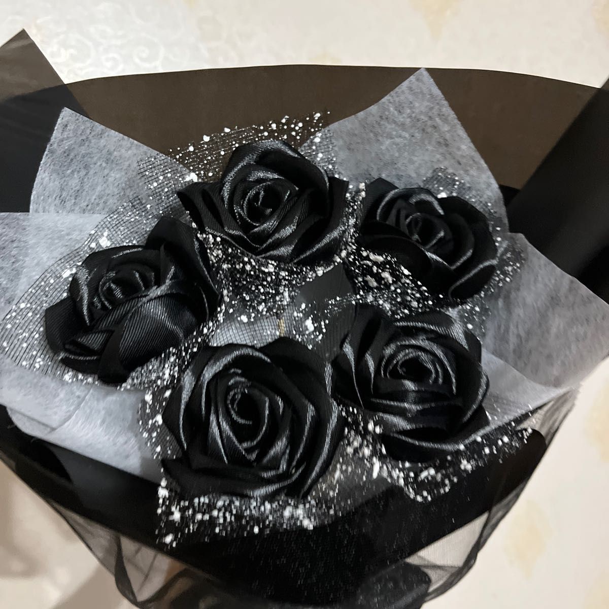 5本黒薔薇 ブーケ アートフラワー プレゼント お祝い 枯れない花 5本黒薔薇 ブーケ アートフラワー プレゼント お祝い 枯れない花