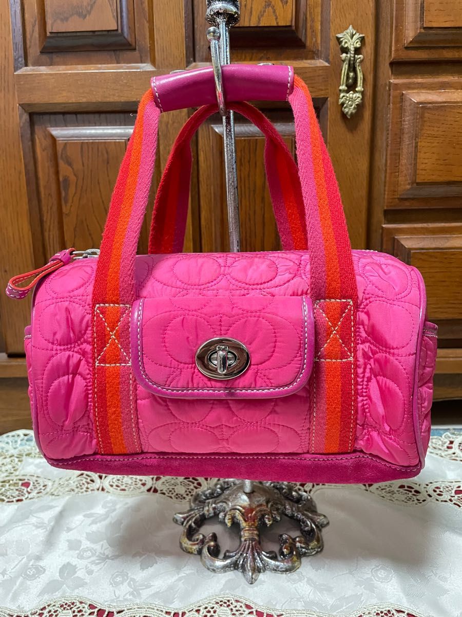 コーチ COACH ハンドバッグ ミニバッグ ミニボストン 鞄 8875 シグネチャー ピンク