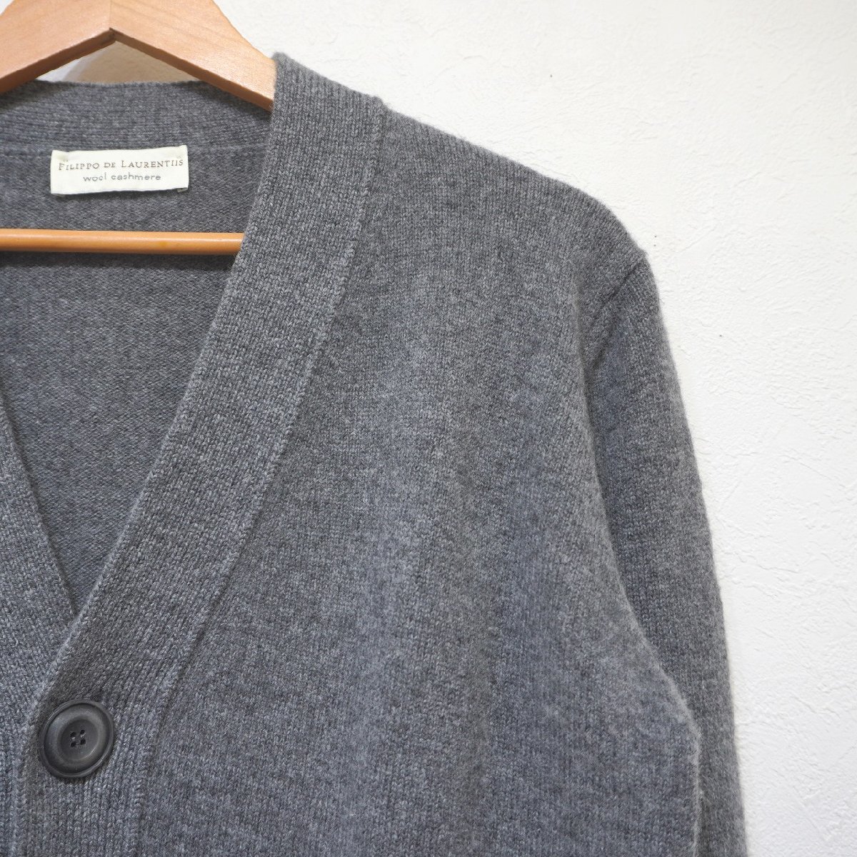 FILIPPO DE LAURENTIIS wool cashmere cardigan gray Italy made filipote low Len tis men's H9-122