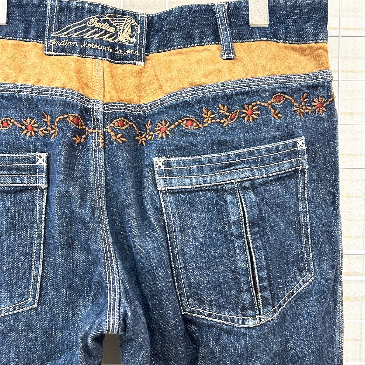 Indian Motorcycle インディアン モーターサイクル 刺繍 デニム パンツ サイズ36 Hs10-52_画像4