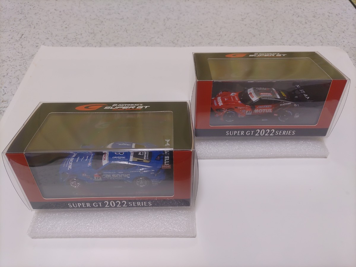 ☆ ②セット売り！エブロ 1/43 スーパーGT500 2022 CALSONIC IMPUL Ｚ チャンピオン#12 平峰/バケット＆MOTUL AUTECH Z #23 松田/ロニー ☆_画像2