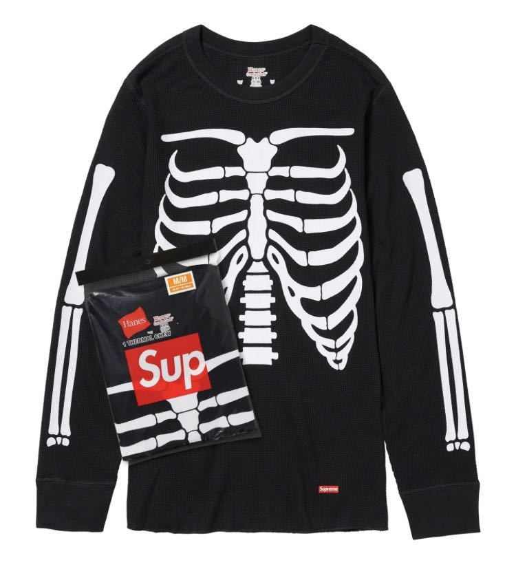 supreme 23fw hanes bones thermal crew black シュプリーム 23aw