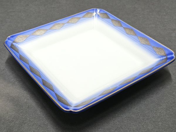 10-154-80　有田焼　其泉作　渕コバルト銀彩　焼物皿揃　共箱　サイズ約（高3.4×幅17×奥17cm）_画像7