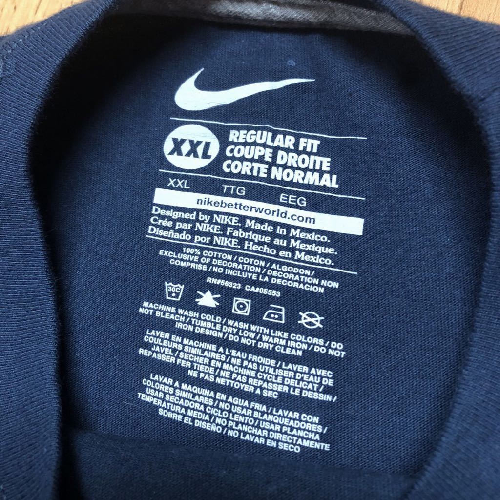 NIKE /REGULAR FIT /ナイキ メンズXXL 半袖Tシャツ トップス ビッグロゴ ボタニカル ネイビー コットン100% スポーツ カジュアル 古着_画像8