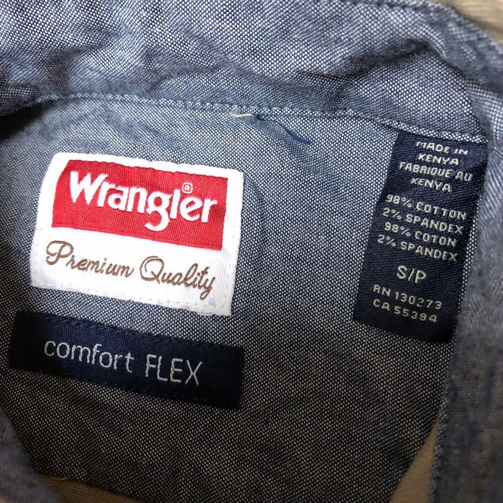 Wrangler /comfort FLEX /ラングラー メンズS 長袖シャツ トップス 二つポケット ベージュ系 無地 アメカジ USA古着_画像7