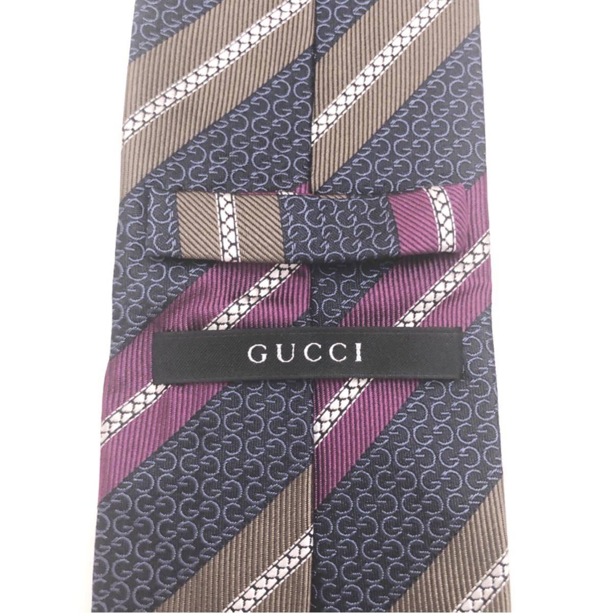 GUCCI グッチ 美品 ネクタイ 最高級シルク マーモント GG柄 刺繍-