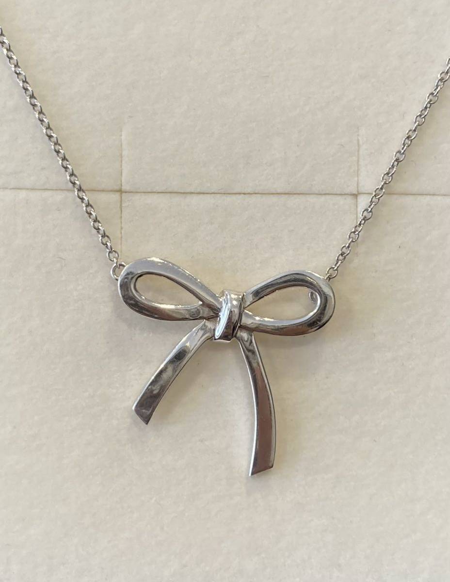 新品 正規品 ティファニー tiffany&co. ネックレス　シルバー リボン ラージサイズ ケース巾着紙袋リボン 箱 プレゼント ギフト