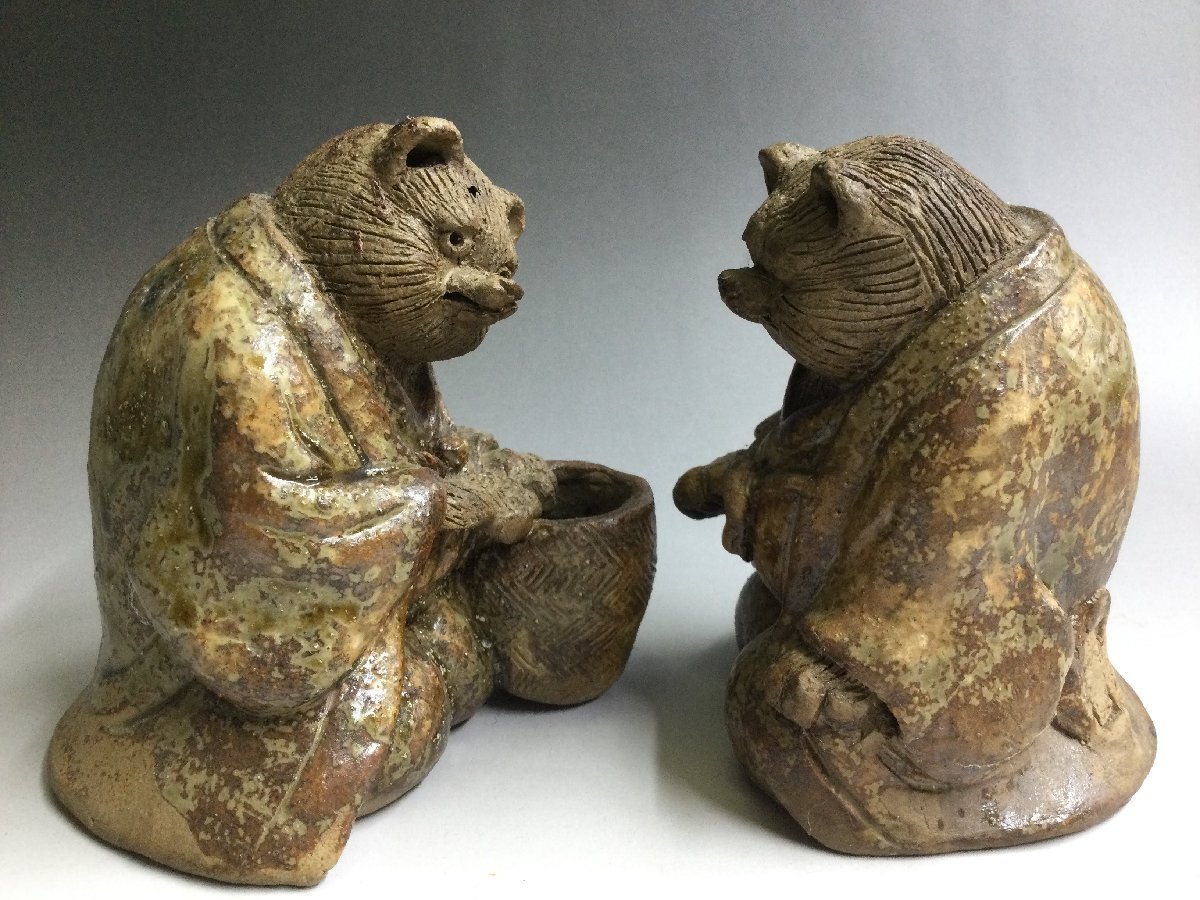 【三】たぬき　置物　囲碁を打つ狸 コレクション 陶器　焼き物　ミニチュア　タヌキ 　o3025-P_画像5