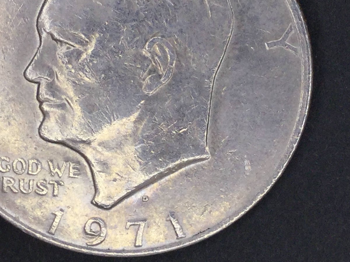 【三】コイン アメリカ アイゼンハワー 1ドル硬貨 1971年 直径：約38.0mm、重さ：約22.6ｇ、厚さ：約2.4mm　s3004_画像6