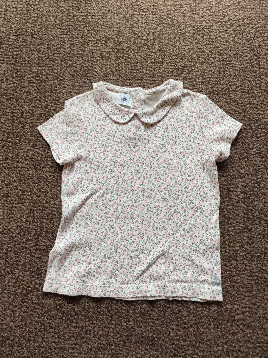 プチバトー PETIT BATEAU 半袖 シャツ 丸襟  Tシャツ 6ans 110 116 花柄