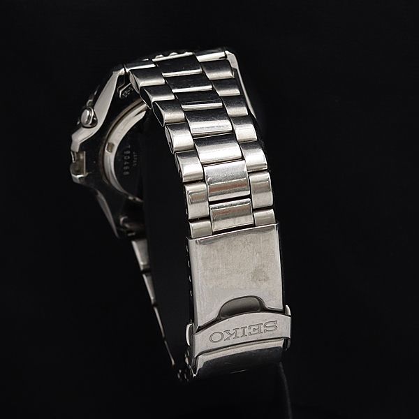 1円 セイコー 5M43-0C90 キネティック 200ｍ 黒文字盤 デイデイト APR メンズ腕時計 OGH 7883000_画像3