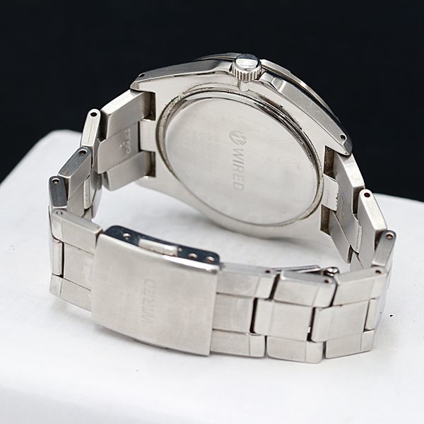 1円 ソーラー セイコー ワイアード V14J-0BV1 デイデイト APR 青文字盤 メンズ腕時計 OKZ 7883000_画像4