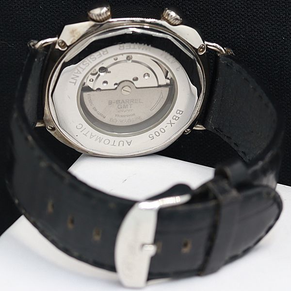 1円 稼働 ビーバレル AT/自動巻 BBX-005 NBY 黒文字盤 GMT デイト メンズ腕時計 SGN 4286000_画像4
