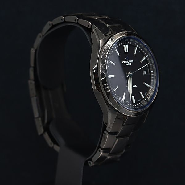 1円 カシオ オシアナス OCW-S100 チタン 電波ソーラー 黒文字盤 メンズ腕時計 OKZ 0396000_画像2