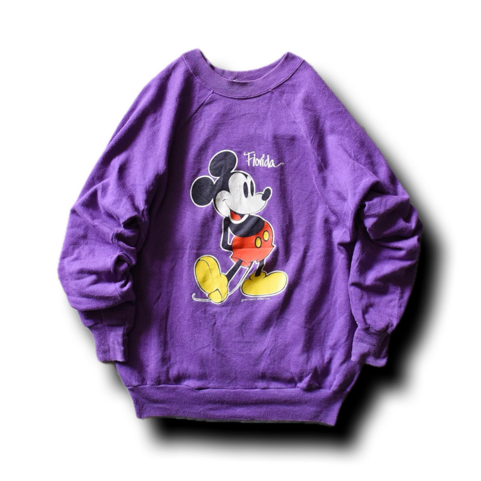 80s Mickey Mouse スウェット MADE IN USA 表記XL 紫 / ビンテージ ミッキースウェット Disney 古着