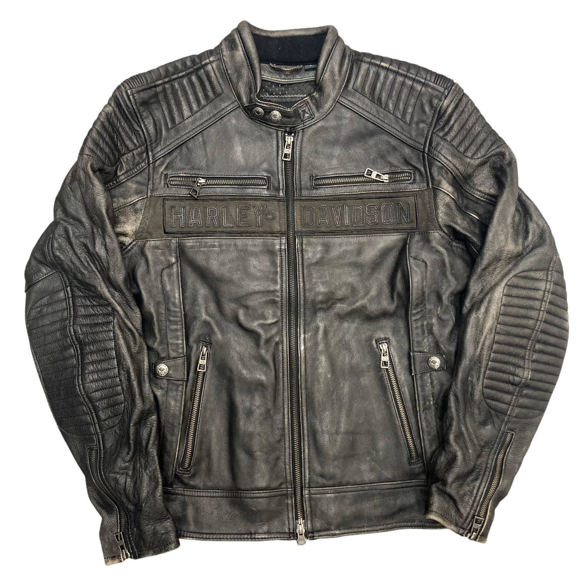 【中古】｜HARLEY-DAVIDSON ハーレーダビッドソン レザーライダースジャケット S メンズ ハーレー_画像1