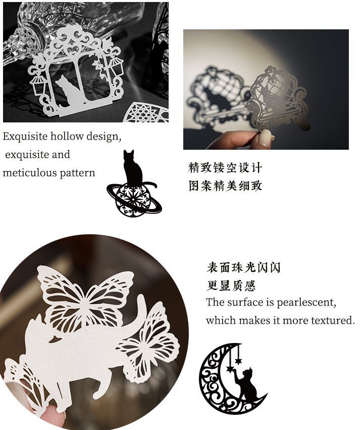 ★新品　可愛い　手帳素材　デザインペーパー　猫　ネコ　ねこ　型抜き　コラージュ　装飾紙★_イメージです