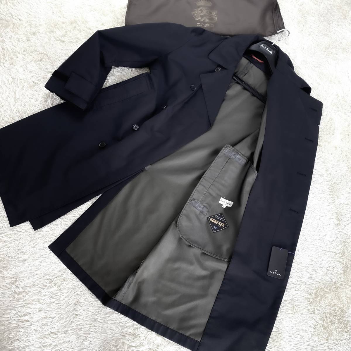 最高級GORE-TEX!Paul Smith Londonステンカラーコート ゴアテックス XL.LL～L 黒ブラック撥水トレンチコート レインコート ポールスミス_画像1